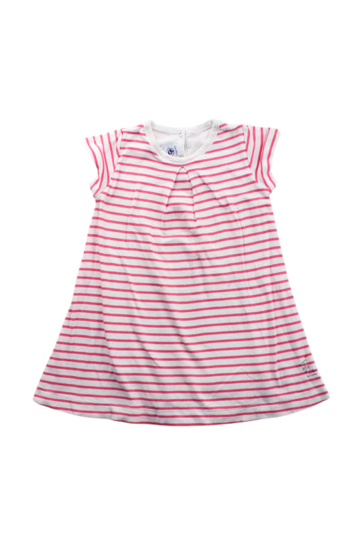A Pink Short Sleeve Dresses from Petit Bateau in size 3T for girl. (Front View)