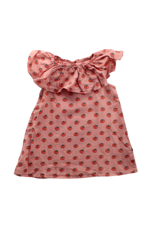 A Pink Sleeveless Dresses from Oeuf in size 6-12M for girl. (Front View)