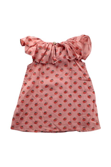 A Pink Sleeveless Dresses from Oeuf in size 6-12M for girl. (Back View)