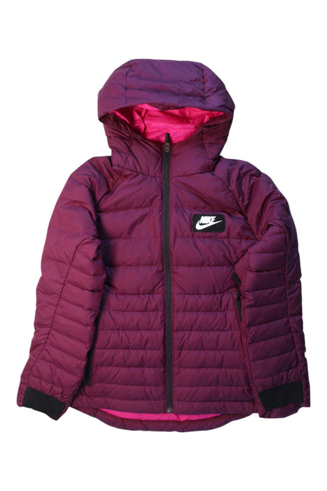 A Burgundy Puffer/Quilted Coats & Outerwear from Nike in size 8Y for girl. (Front View)