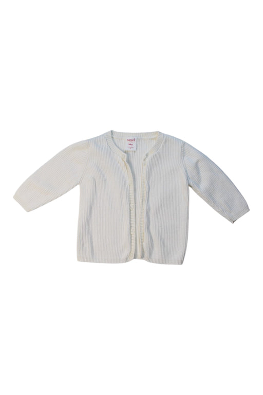 A White Cardigans from Seed in size 3-6M for girl. (Front View)