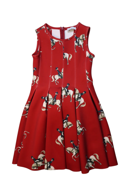 A Red Sleeveless Dresses from Monnalisa in size 6T for girl. (Front View)