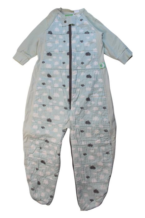 A Green Sleepsacs from ErgoPouch in size 2T for neutral. (Front View)