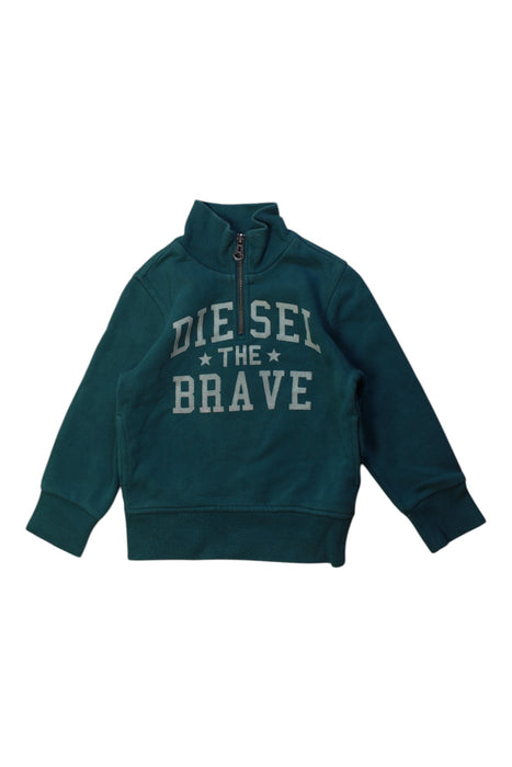A Green Zippered Sweatshirts from Diesel in size 4T for neutral. (Front View)