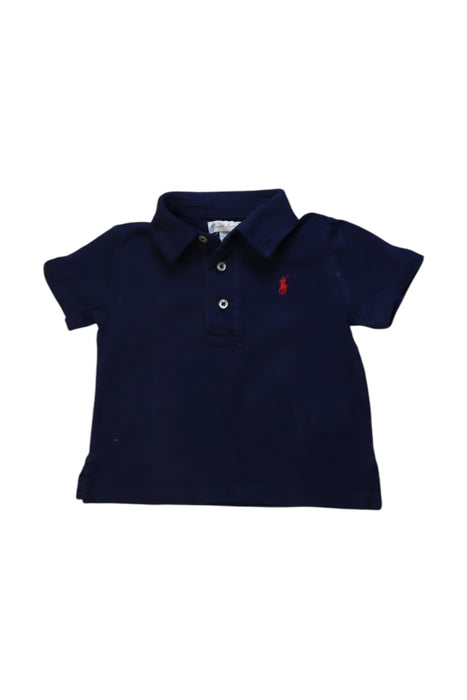 A Navy Short Sleeve Polos from Ralph Lauren in size 6-12M for neutral. (Front View)