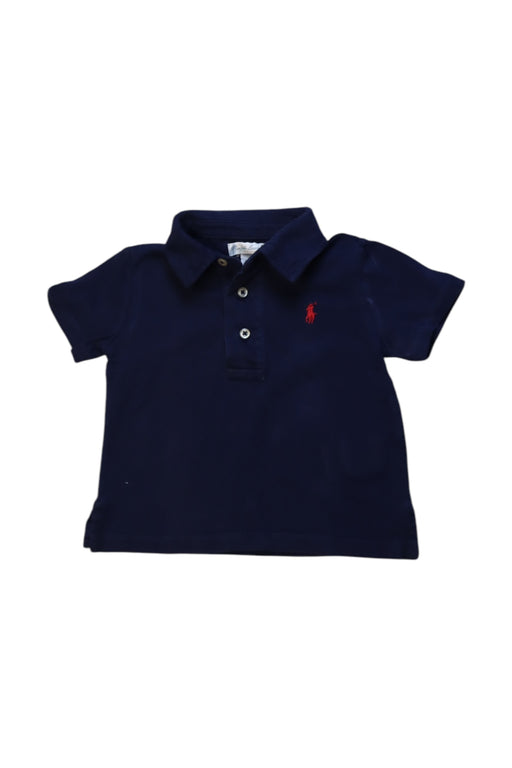 A Navy Short Sleeve Polos from Ralph Lauren in size 6-12M for neutral. (Front View)