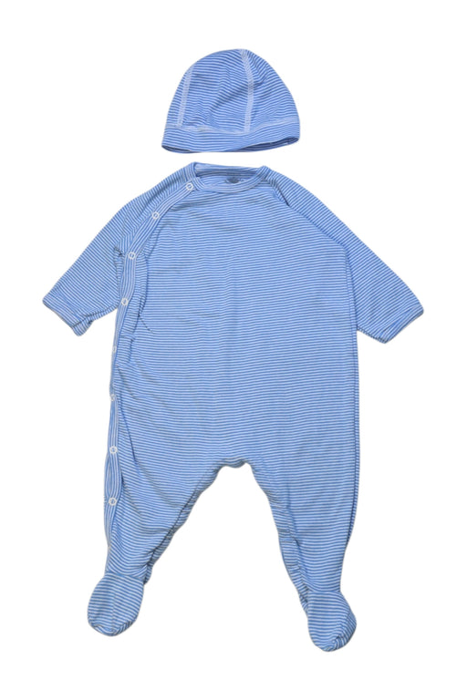 A Blue Onesies from Petit Bateau in size 3-6M for neutral. (Front View)