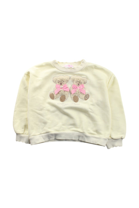 A Ivory Crewneck Sweatshirts from Mezzo Piano in size 5T for girl. (Front View)