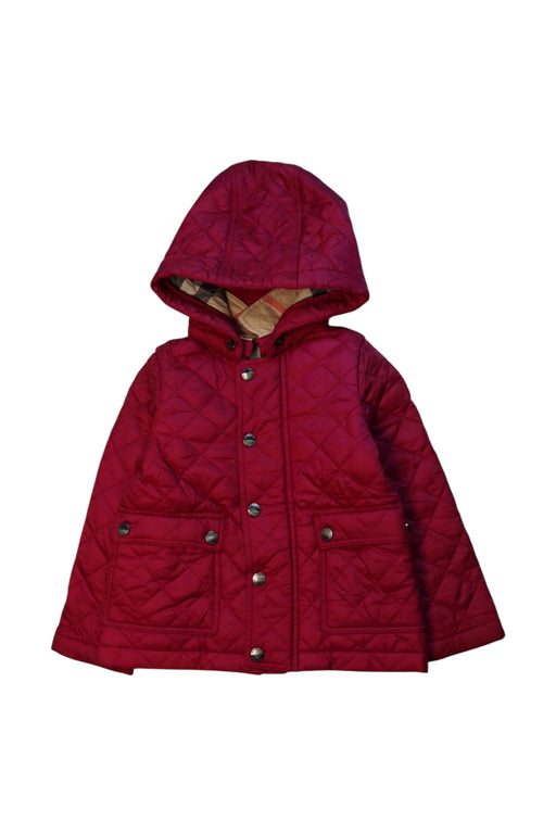 A Burgundy Puffer/Quilted Coats & Outerwear from Burberry in size 2T for neutral. (Front View)
