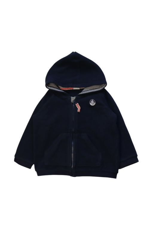 A Navy Zippered Sweatshirts from Petit Bateau in size 12-18M for neutral. (Front View)