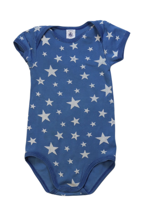 A Blue Short Sleeve Bodysuits from Petit Bateau in size 18-24M for neutral. (Front View)