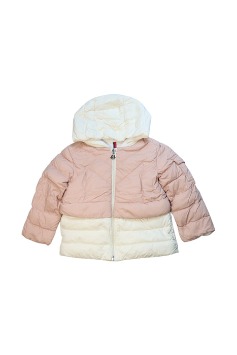 A Pink Puffer/Quilted Coats & Outerwear from Moncler in size 2T for neutral. (Front View)