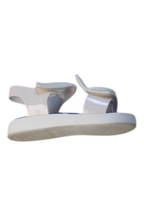 A White Sandals from Mini Melissa in size 4T for girl. (Front View)