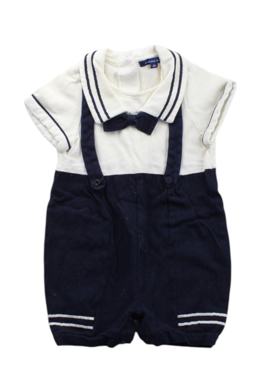 A Navy Short Sleeve Rompers from Nicholas & Bears in size 0-3M for boy. (Front View)
