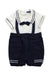 A Navy Short Sleeve Rompers from Nicholas & Bears in size 0-3M for boy. (Front View)