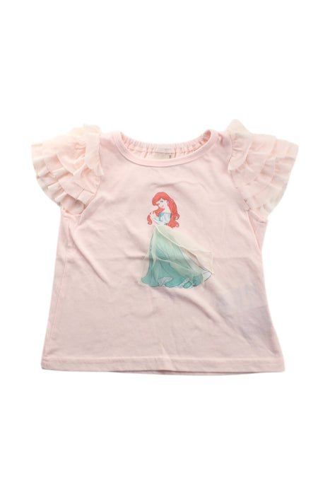 A Pink Short Sleeve Tops from Petit Main in size 2T for girl. (Front View)