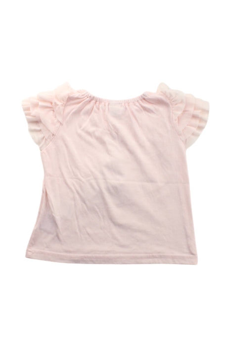 A Pink Short Sleeve Tops from Petit Main in size 2T for girl. (Back View)