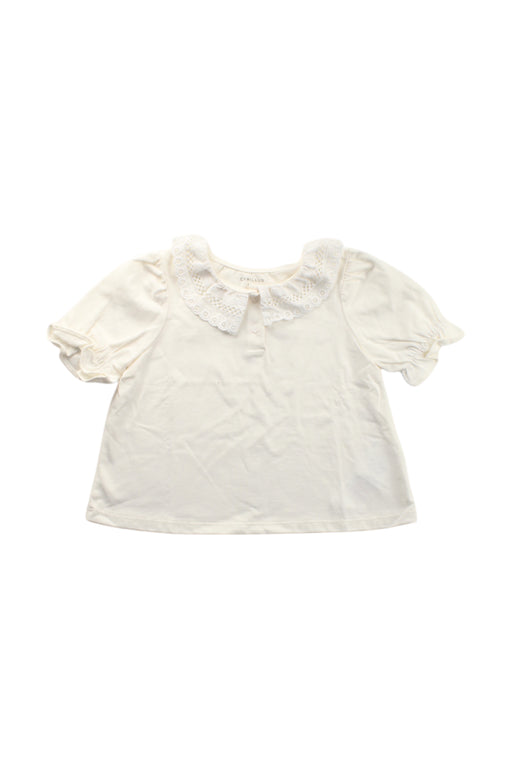 A White Short Sleeve Tops from Cyrillus in size 3T for girl. (Front View)