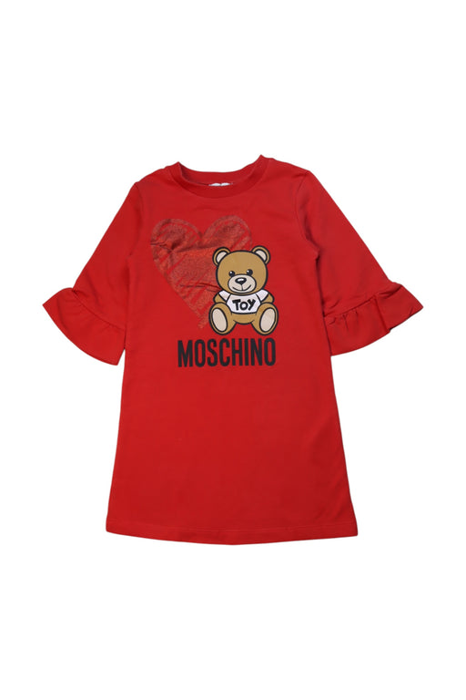 A Red Long Sleeve Dresses from Moschino in size 4T for girl. (Front View)