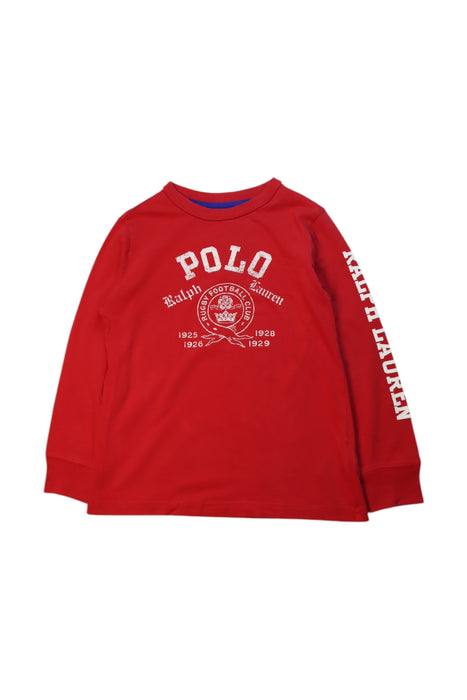 A Red Long Sleeve T Shirts from Polo Ralph Lauren in size 5T for neutral. (Front View)