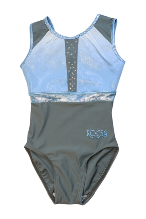 A Blue Leotards from Rocsa in size 6T for girl. (Front View)