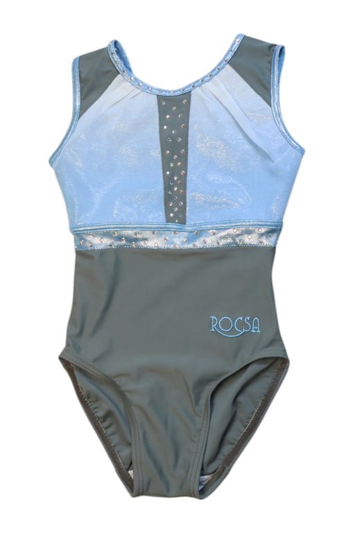 A Blue Leotards from Rocsa in size 6T for girl. (Front View)