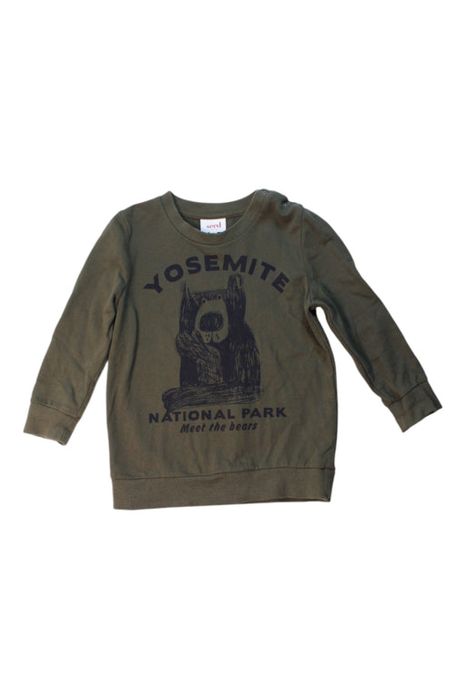 A Green Sweatshirts from Seed in size 2T for boy. (Front View)