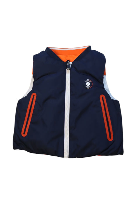 A Navy Outerwear Vests from Jacadi in size 6-12M for boy. (Front View)
