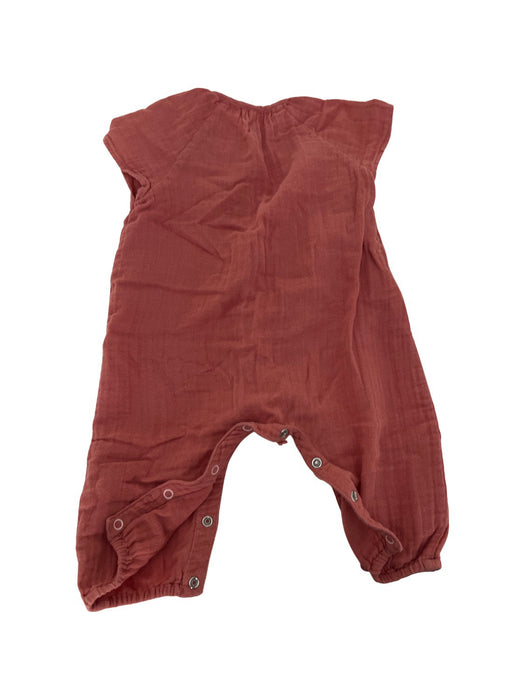 A Red Short Sleeve Rompers from Petit Bateau in size 6-12M for girl. (Back View)