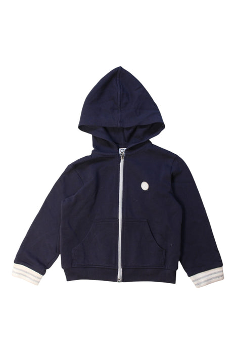 A Navy Zippered Sweatshirts from Petit Bateau in size 5T for girl. (Front View)