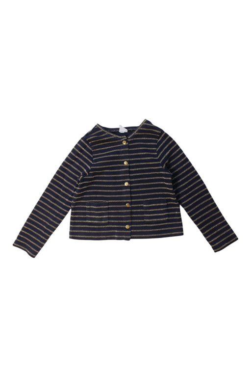 A Navy Cardigans from Petit Bateau in size 5T for girl. (Front View)
