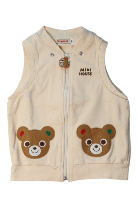 A Beige Outerwear Vests from Miki House in size 18-24M for neutral. (Front View)