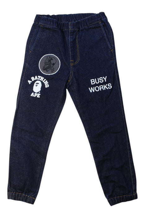 A Navy Casual Pants from Bape by A Bathing Ape in size 7Y for boy. (Front View)