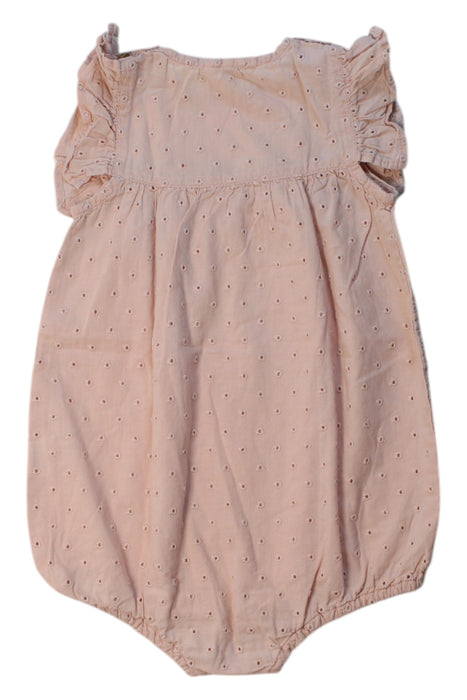 A Peach Sleveless Rompers from Louis Louise in size 12-18M for girl. (Back View)