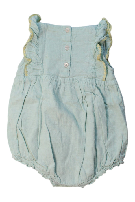 A Blue Sleeveless Rompers from Louise Misha in size 12-18M for girl. (Back View)