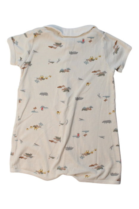 A Beige Short Sleeve Rompers from Petit Bateau in size 12-18M for girl. (Back View)