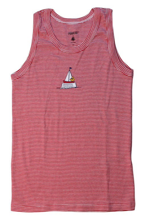 A Red Sleeveless Tops from Petit Bateau in size 10Y for boy. (Front View)