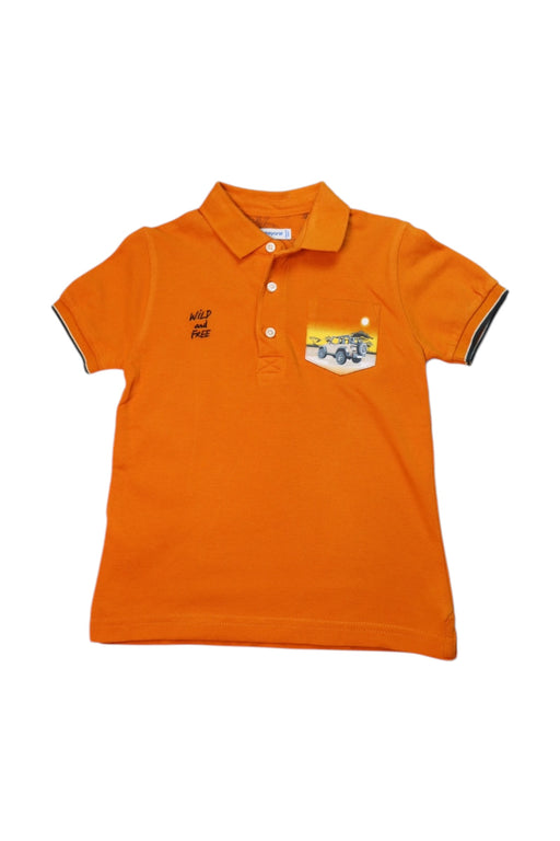 A Orange Short Sleeve Polos from Mayoral in size 3T for boy. (Front View)