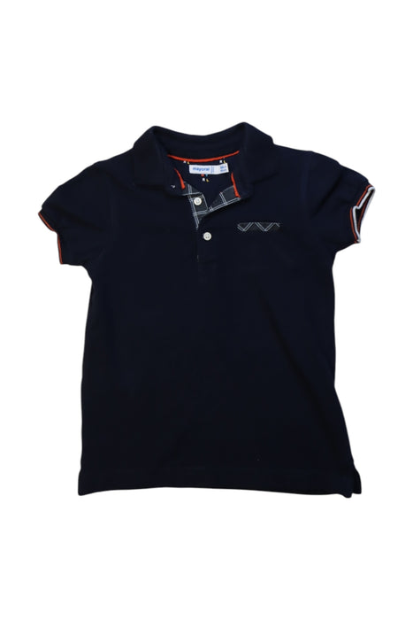 A Navy Short Sleeve Polos from Mayoral in size 3T for boy. (Front View)