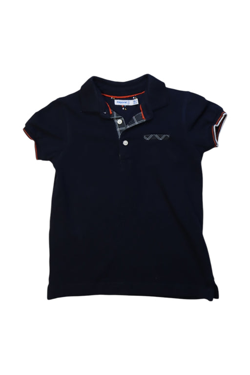 A Navy Short Sleeve Polos from Mayoral in size 3T for boy. (Front View)