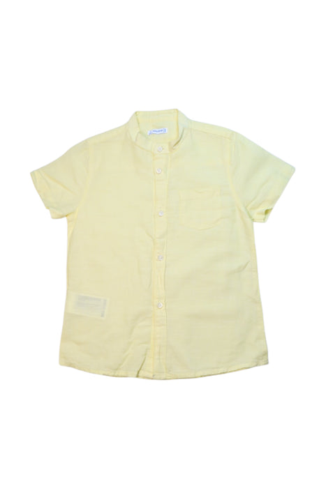 A Yellow Short Sleeve Shirts from Mayoral in size 3T for boy. (Front View)