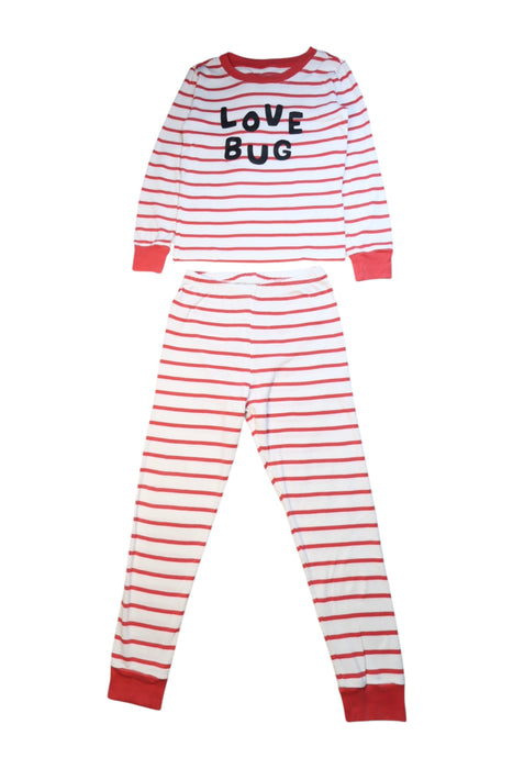 A Red Pyjama Sets from Pottery Barn in size 6T for neutral. (Front View)