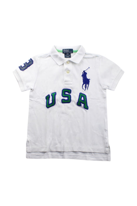 A White Short Sleeve Polos from Polo Ralph Lauren in size 4T for boy. (Front View)