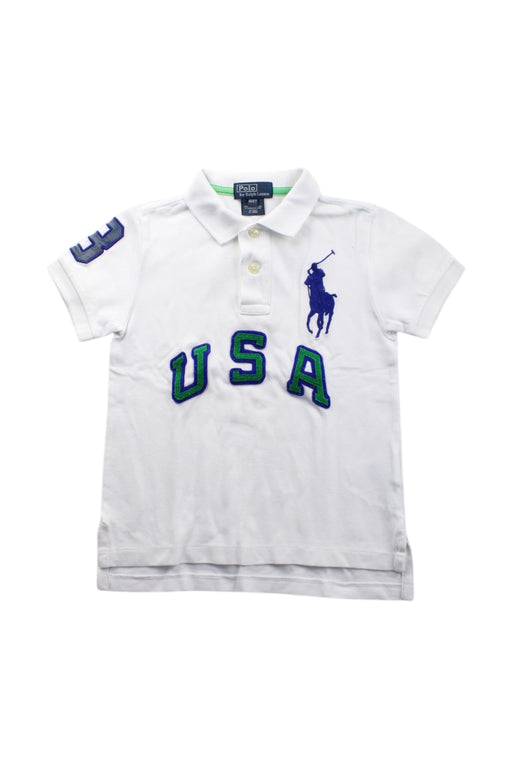 A White Short Sleeve Polos from Polo Ralph Lauren in size 4T for boy. (Front View)