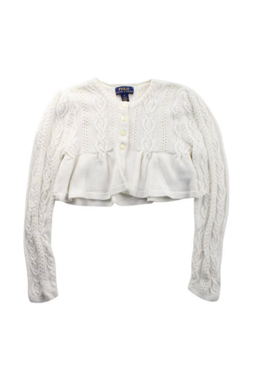 A White Cardigans from Polo Ralph Lauren in size 6T for girl. (Front View)