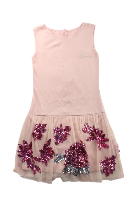 A Pink Sleeveless Dresses from Guess in size 6T for girl. (Front View)