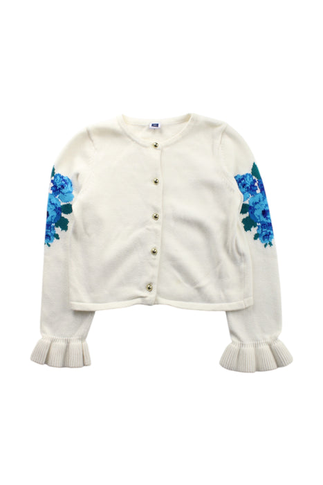 A White Cardigans from Janie & Jack in size 6T for girl. (Front View)