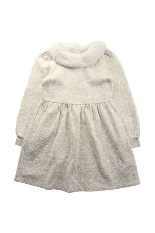 A Ivory Long Sleeve Dresses from Janie & Jack in size 6T for girl. (Front View)