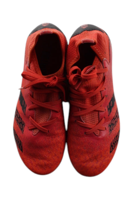 A Red Cleats/Soccer Shoes from Adidas in size 10Y for boy. (Back View)