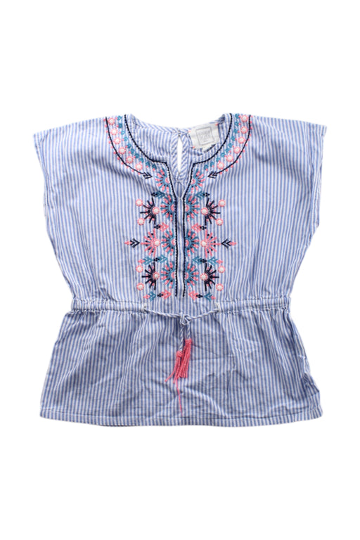 A Blue Short Sleeve Tops from Bonheur du Jour in size 4T for girl. (Front View)